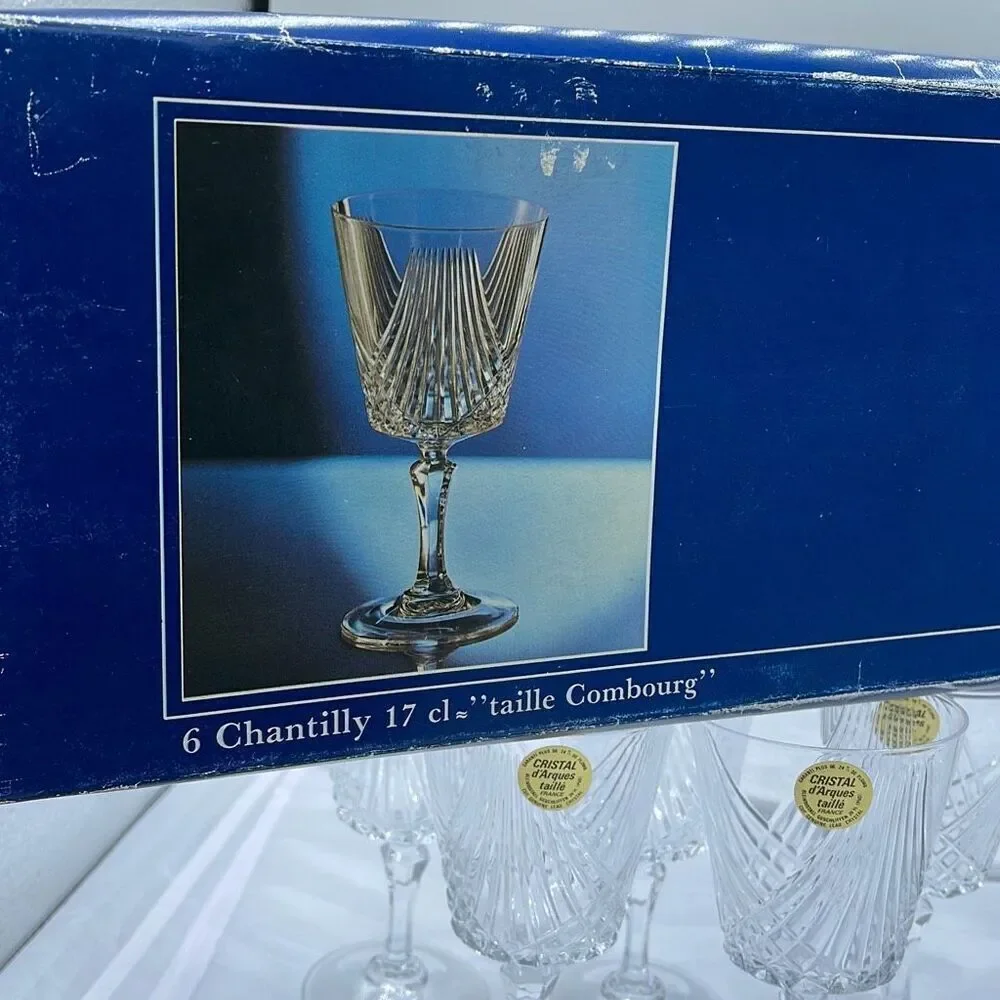 NWT set of 6 Cristal d’Arques taille cut 24% lead Chrystal glasses.